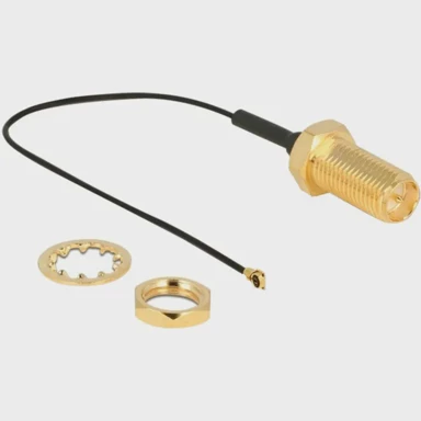 DELOCK Antenski kabel adapter, RP-SMA utičnica za ugradnju > MHF4 utikač, 10 cm, siva/zlatna